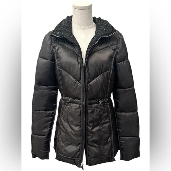 🆕 Bernardo Tweed Puffer Coat Jacket Black Shimmer Women’s Size Small NWT - Picture 5 of 8